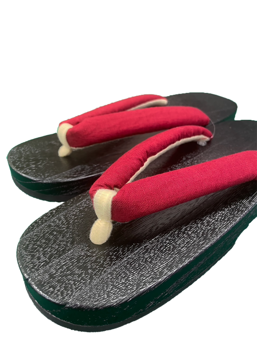 Woman's Wooden Geta Sandals : Red & Black sole