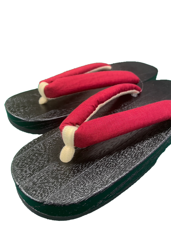 Woman's Wooden Geta Sandals : Red & Black sole