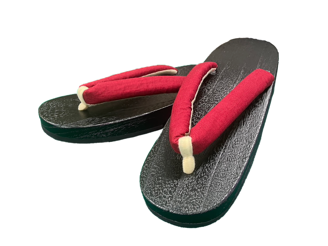 Woman's Wooden Geta Sandals : Red & Black sole