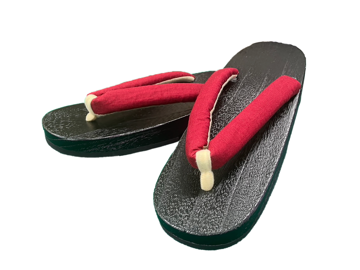 Woman's Wooden Geta Sandals : Red & Black sole