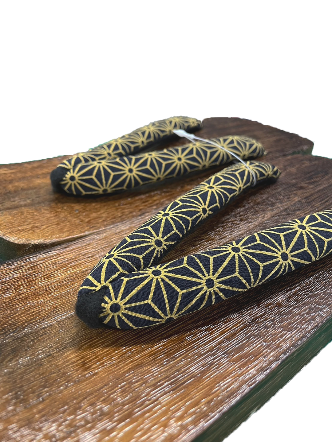 Men's Wooden Geta Sandals : Black Flex-leaf pattern