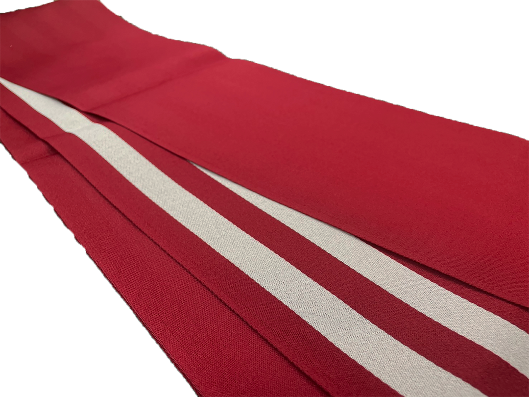 Women's Hanhaba-Obi / Half-width Belt : Red, Simple & Red striped