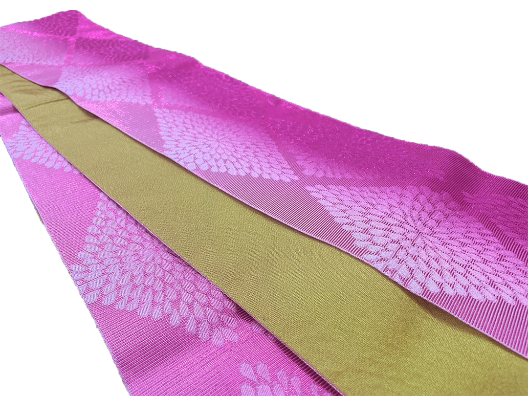 Women's Hanhaba-Obi / Half-width Belt : Pink, Diamond pattern