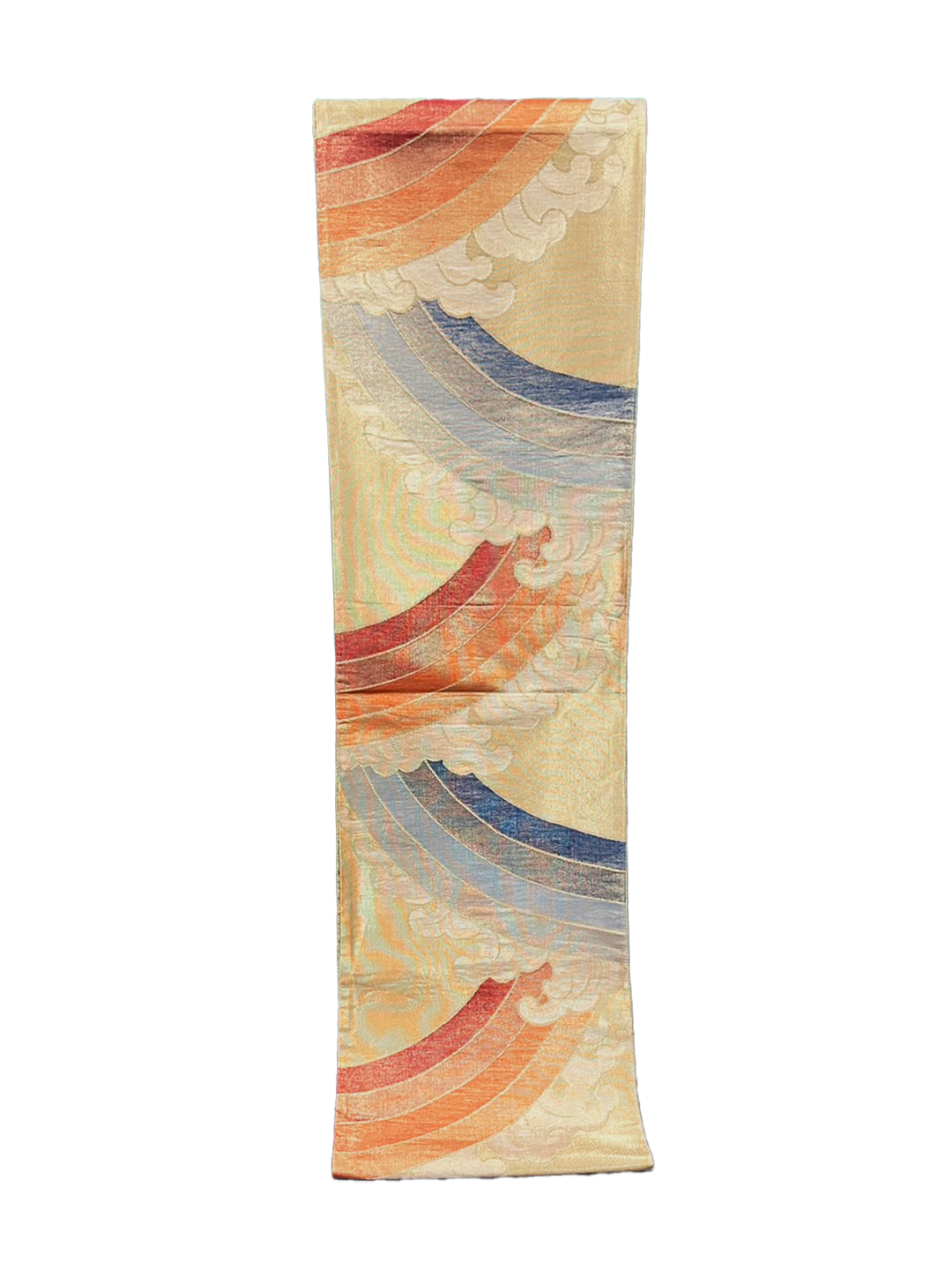 Japanese Kimono Vintage Fukuro Obi - Gold, Rainbow and Cloud