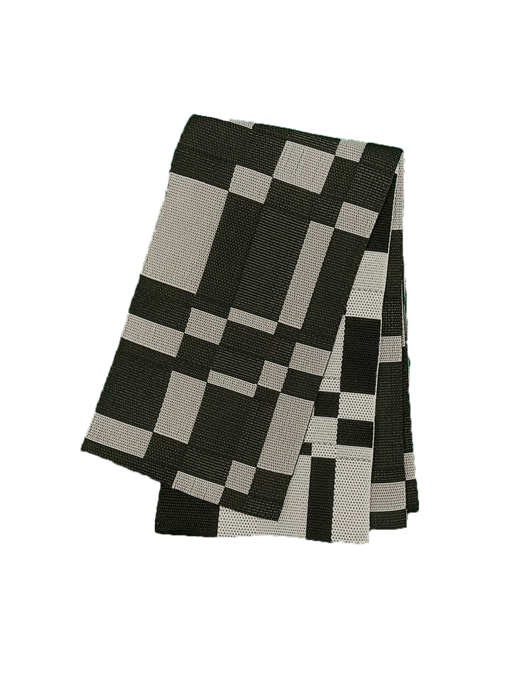 Women's Hanhaba-Obi / Half-width Belt : Black and Grey Checked pattern