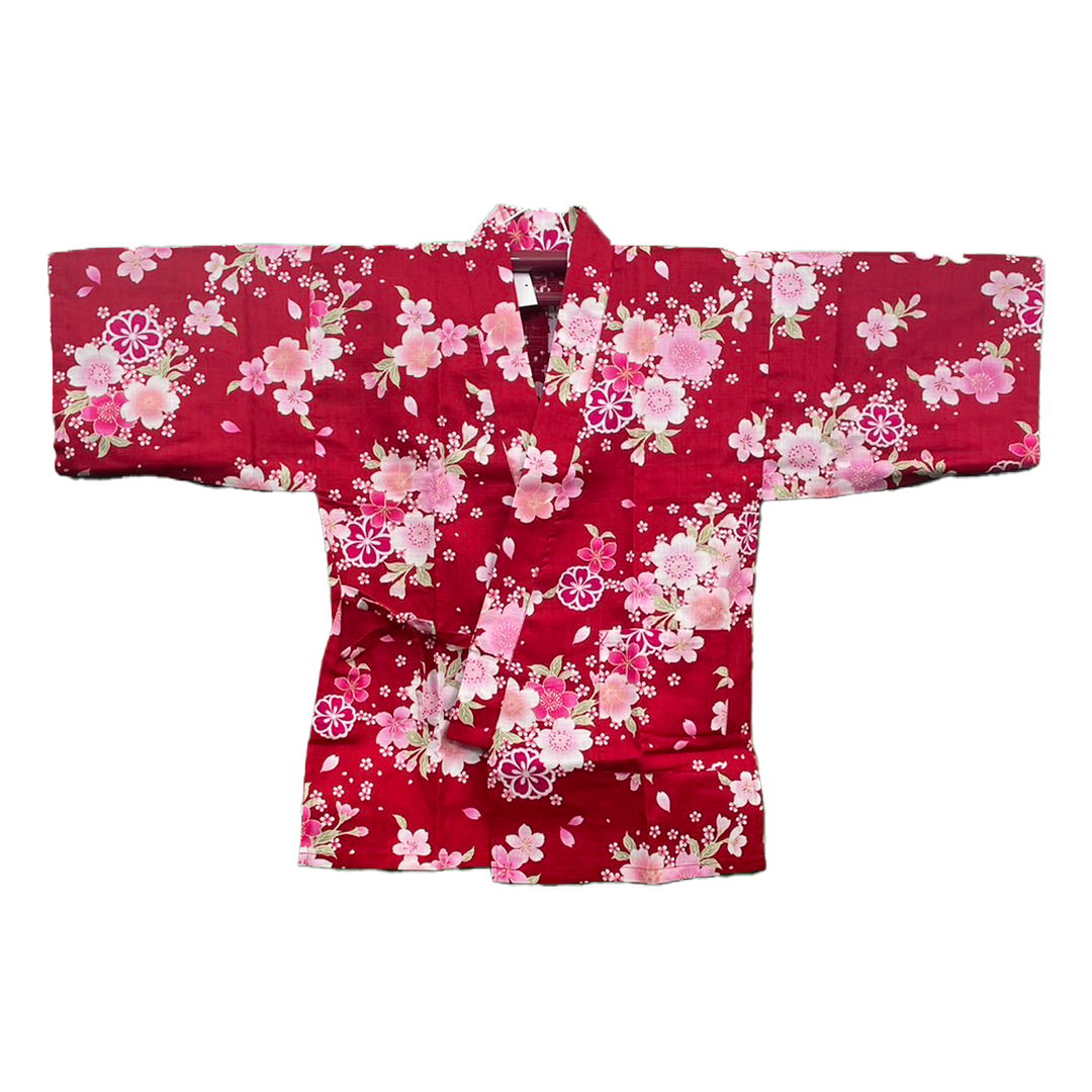 Women’s Jinbei, Summer Relax Wear, Casual, Matsuri - Red, Cherry blossoms