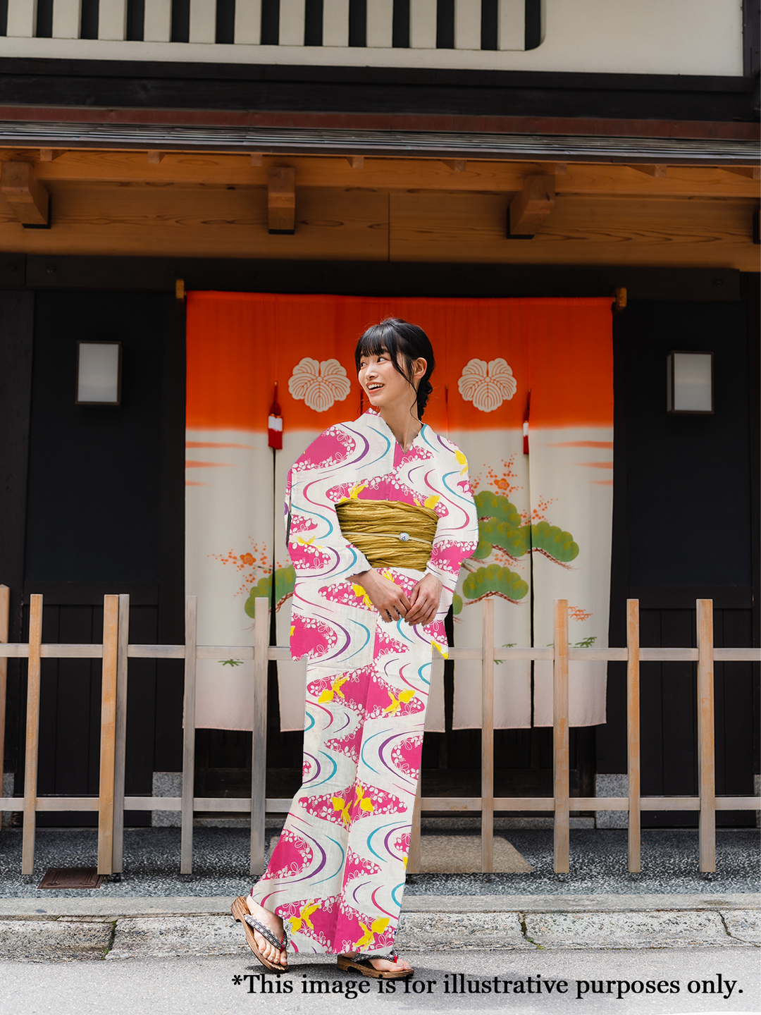 Women's Cotton Yukata, Casual Summer Kimono - Pink, Goldfish