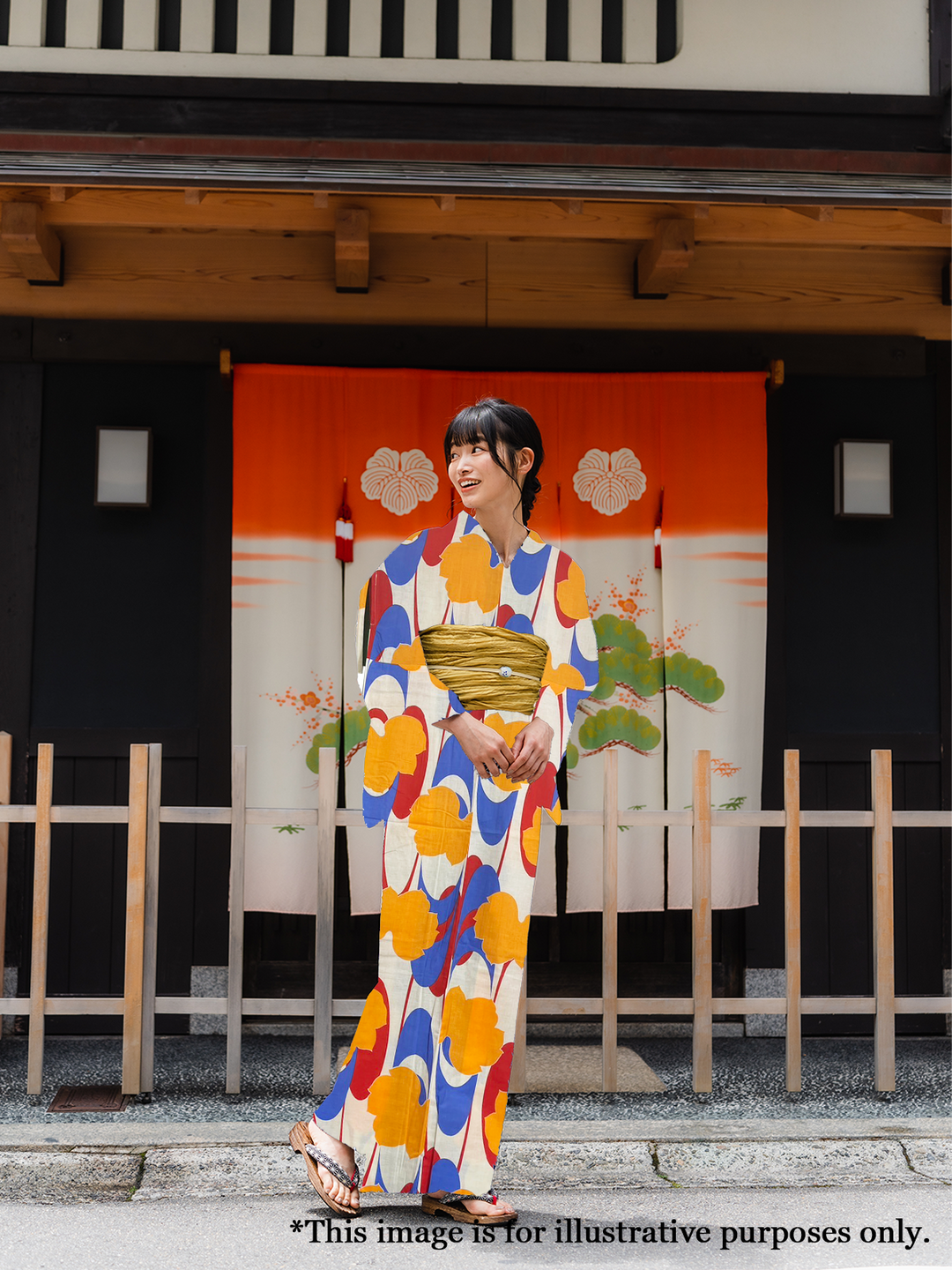 Women's Cotton Yukata, Casual Summer Kimono - Orange Leaves