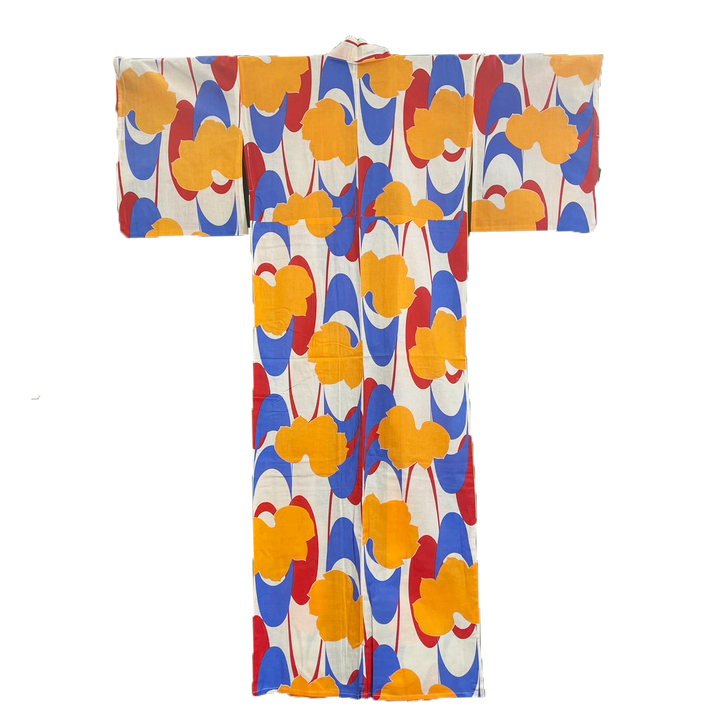 Women's Cotton Yukata, Casual Summer Kimono - Orange Leaves