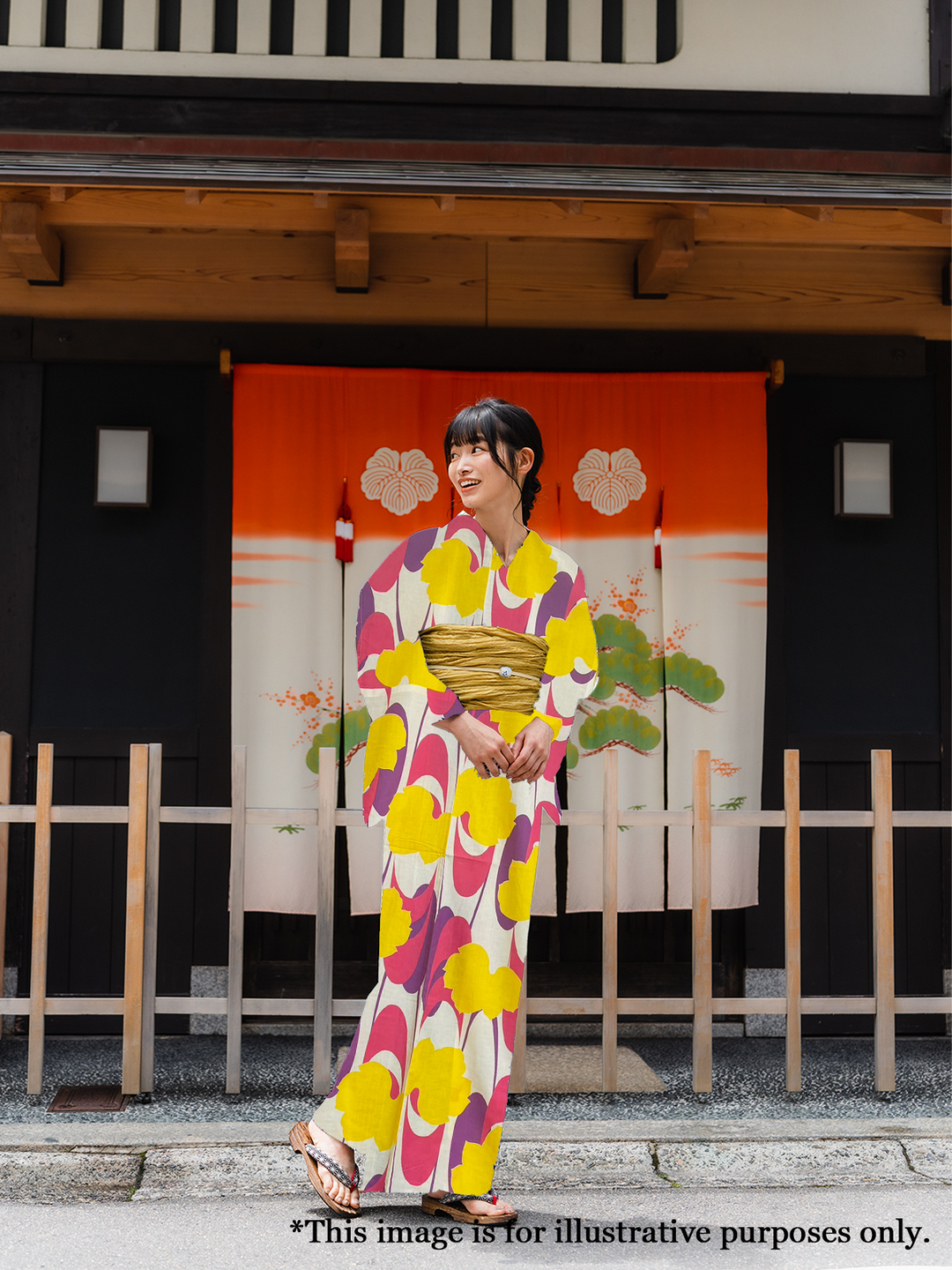 Women's Cotton Yukata, Casual Summer Kimono - Yellow Leaves