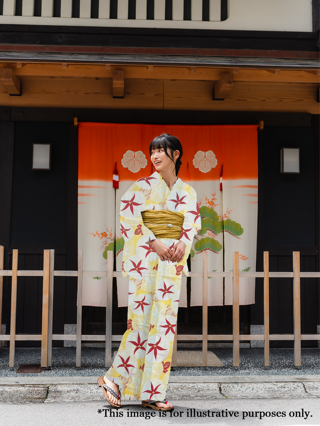 Women's Cotton Yukata, Casual Summer Kimono - Yellow, Morning Glory