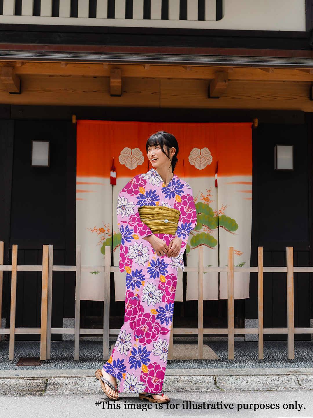 Women's Cotton Yukata, Casual Summer Kimono - Pink, Pink Peony