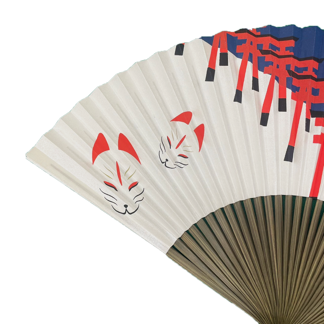 Japanese Sensu Foldable Fan | Paper Type, Fox, Kyoto Red Shrine