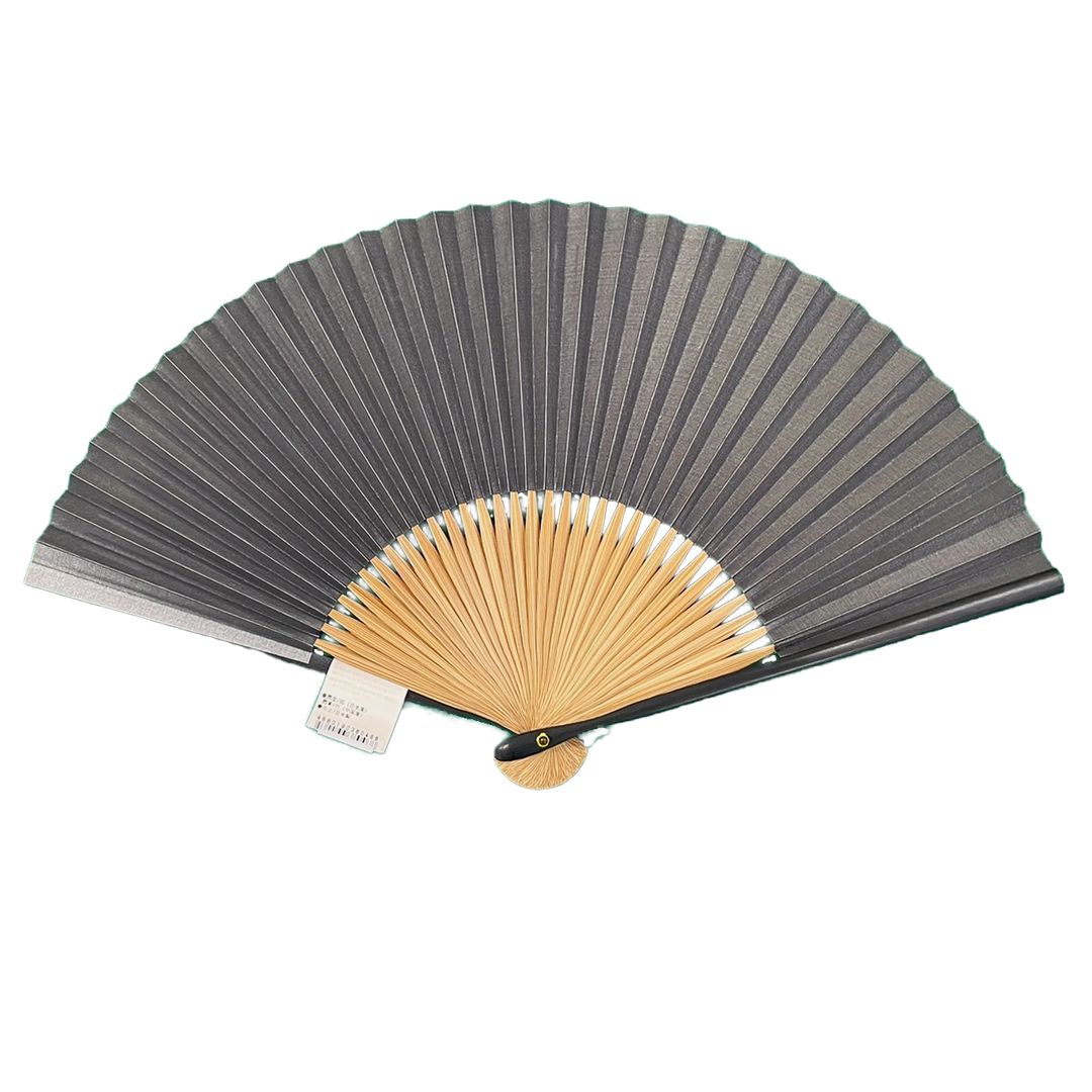 Japanese Sensu Foldable Fan | Paper Type, Black and Silver Checked