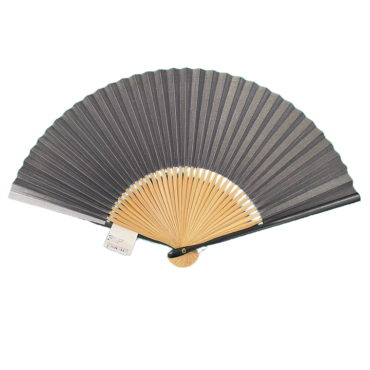 Japanese Sensu Foldable Fan | Paper Type, Black and Silver Checked