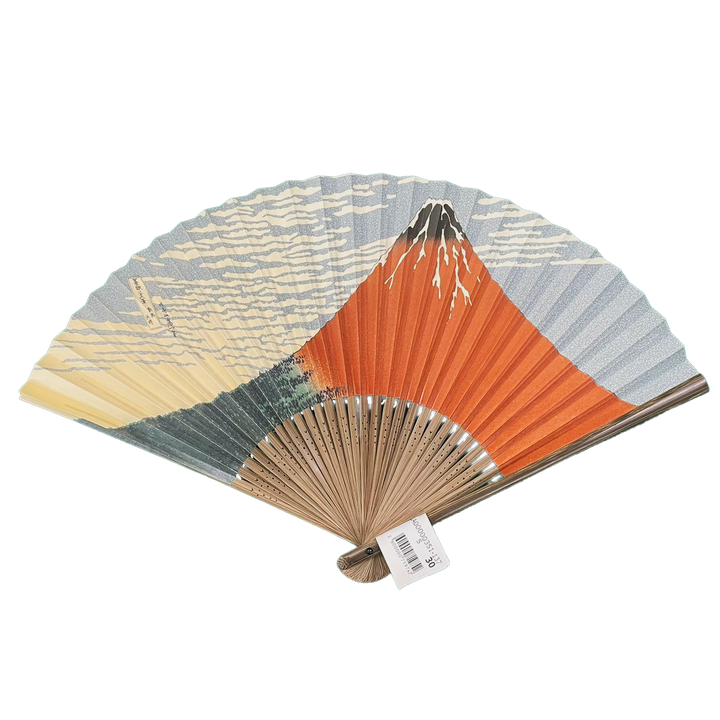 Japanese Sensu Foldable Fan | Paper Type, Red Mt. Fuji