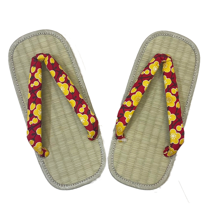 Woman's Tatami setta sandals : Red, Yellow Flowers