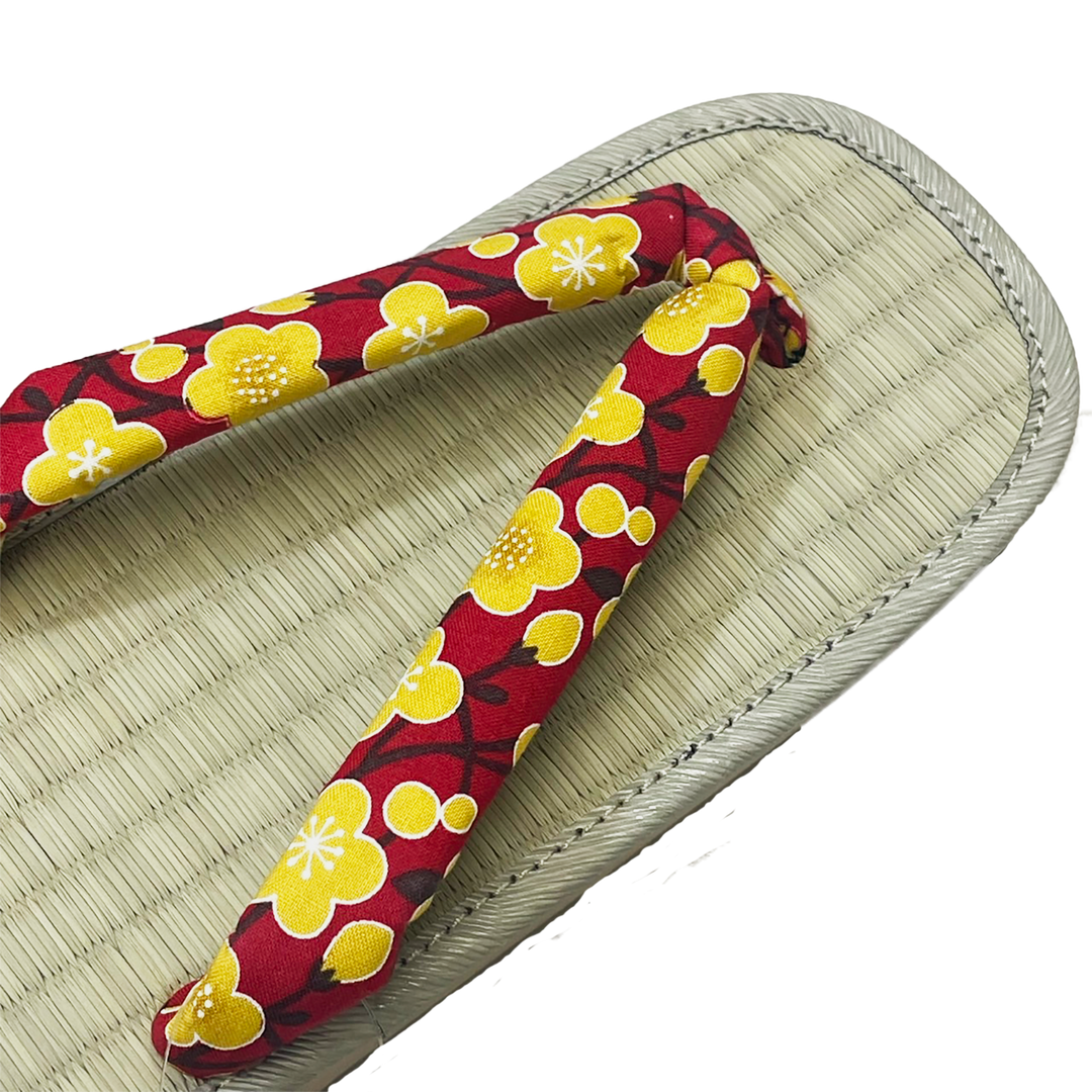 Woman's Tatami setta sandals : Red, Yellow Flowers