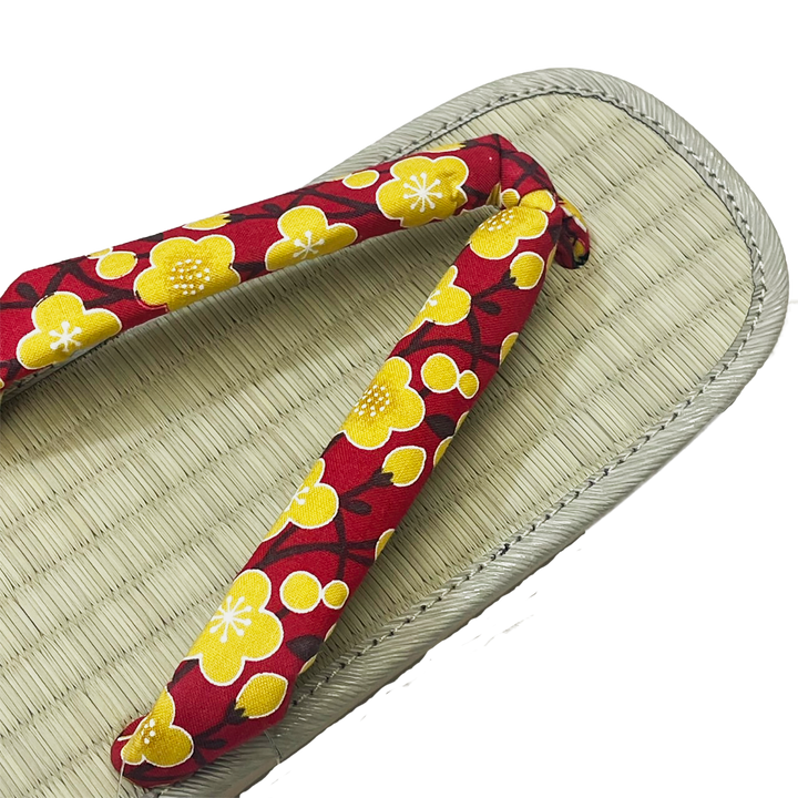 Woman's Tatami setta sandals : Red, Yellow Flowers