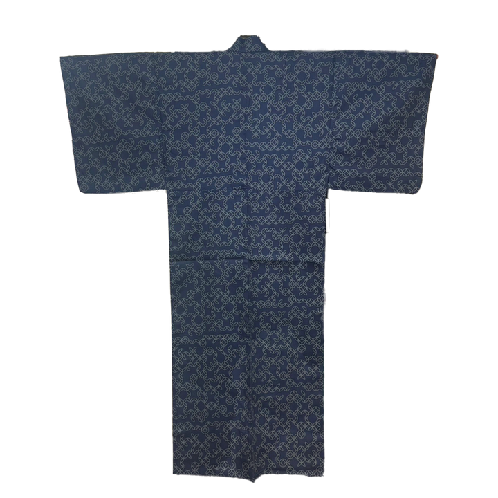 Men's Cotton Yukata, Casual Kimono - Dark Blue, Shippo