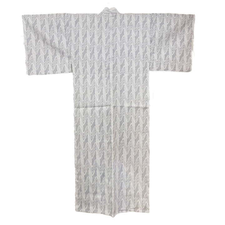 Men's Cotton Yukata, Casual Kimono - White, Yagasuri