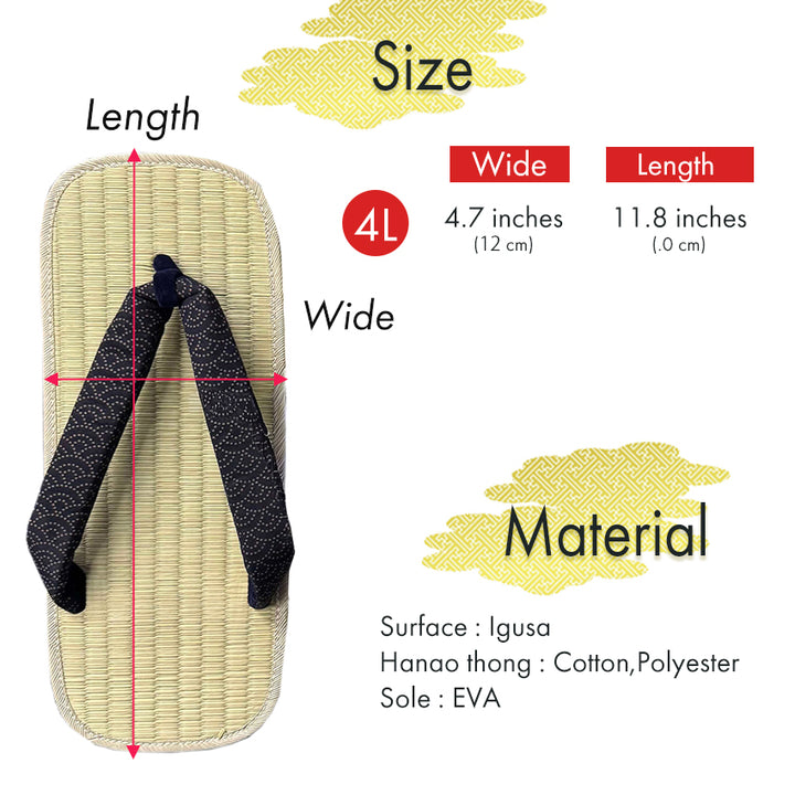Men's Tatami setta sandals : Wave pattern 4L