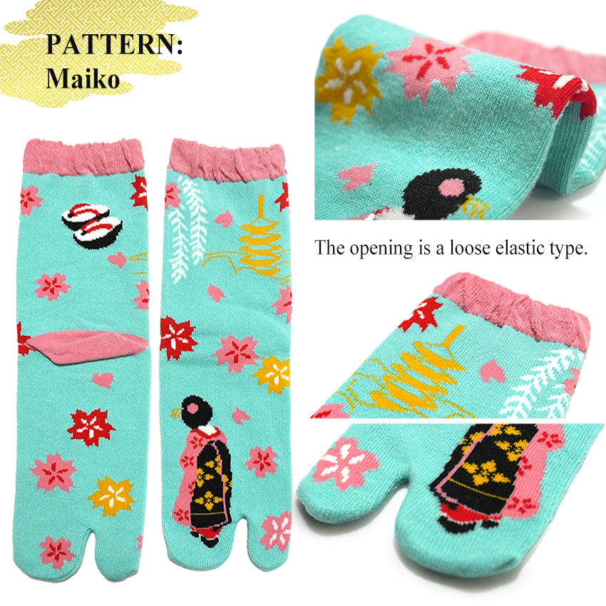 Japanese Tabi Split Toe Socks for Women – 3 Pairs (“Tenjiku Peony” / “Maiko” / “All-Over Blooming Sakura”) – Split-Toe Comfort Socks for Holiday & Everyday Gifting