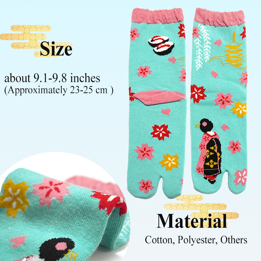Japanese Tabi Split Toe Socks for Women – 3 Pairs (“Tenjiku Peony” / “Maiko” / “All-Over Blooming Sakura”) – Split-Toe Comfort Socks for Holiday & Everyday Gifting
