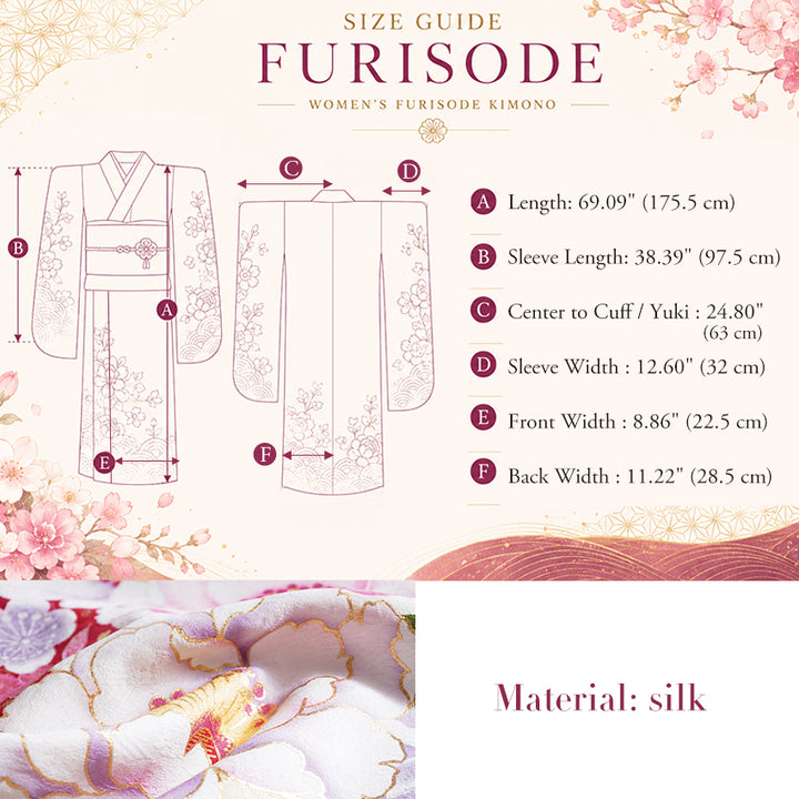 Vintage Japanese Furisode Kimono, Authentic Silk Formal Kimono Made in Japan,  Crimson Elegance" – Suo Dark Red Silk Kimono with Sakura, Peony & Temari Ball