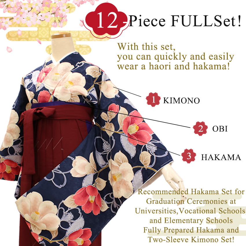 Woman's Kimono and Hakama -12piece- full Set