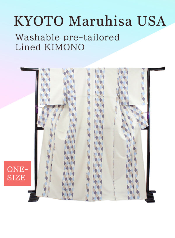 Washable pre-tailored Lined KIMONO【ONE-SIZE】（Striped pattern.）