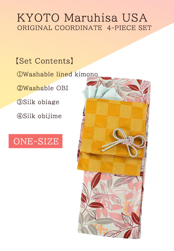 Washable Kimono tailored ORIGINAL COORDINATE ４PIECE-SET【ONE-SIZE】（Botanical design .）