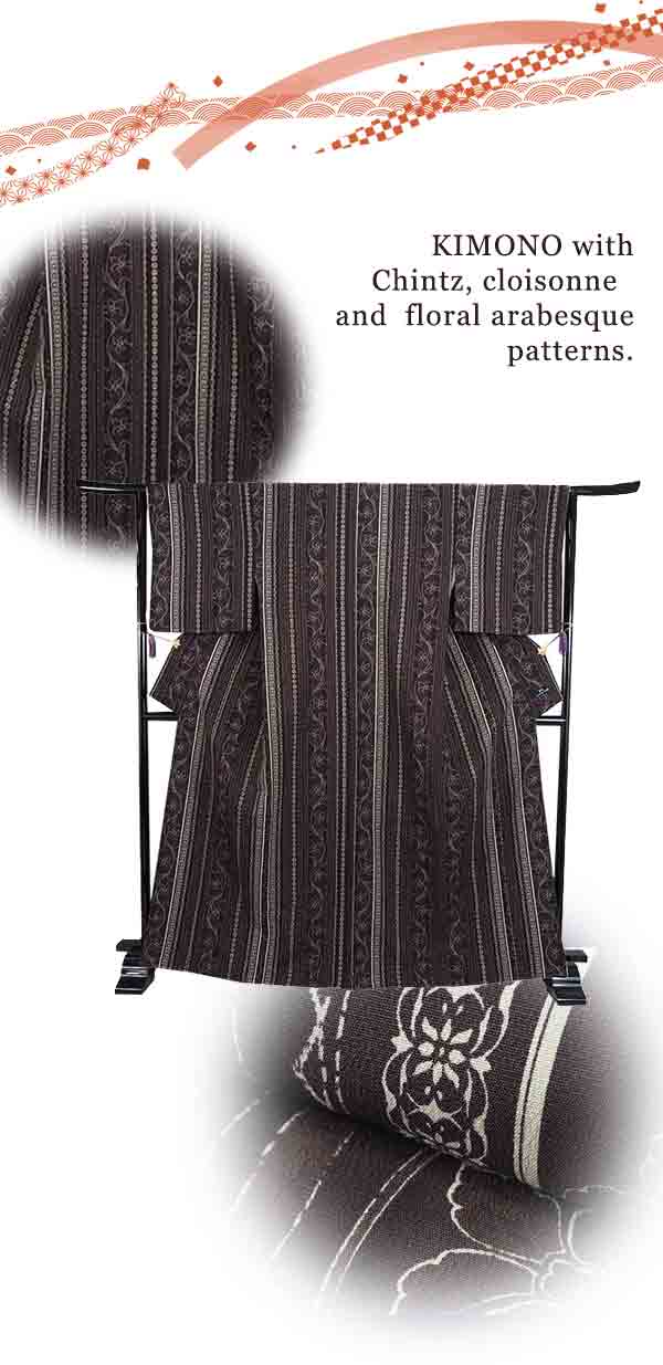 Washable pre-tailored Lined KIMONO【ONE-SIZE】（Chintz, cloisonne and floral arabesque patterns.）