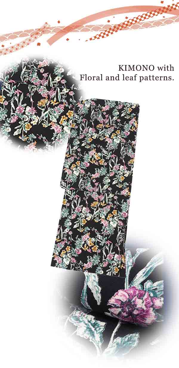 Washable pre-tailored Lined KIMONO【ONE-SIZE】（Floral and leaf patterns.）