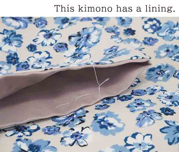 Washable pre-tailored Lined KIMONO【ONE-SIZE】（Small flower pattern.）