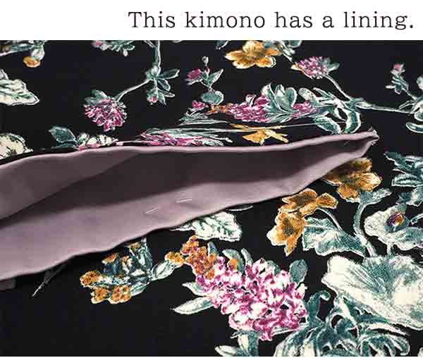 Washable pre-tailored Lined KIMONO【ONE-SIZE】（Floral and leaf patterns.）