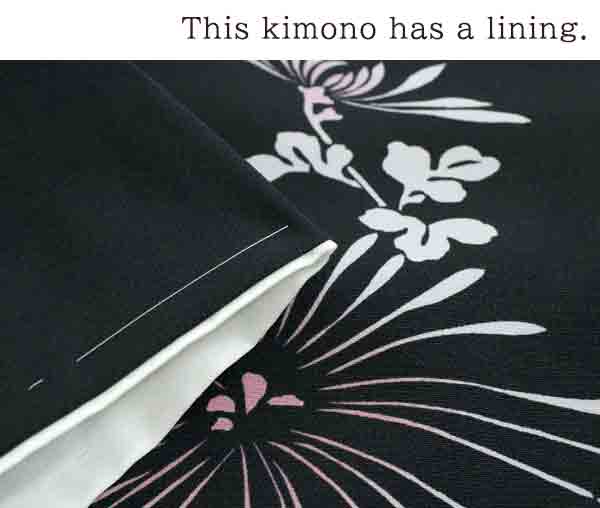 Washable pre-tailored Lined KIMONO【ONE-SIZE】（chrysanthemum pattern.）