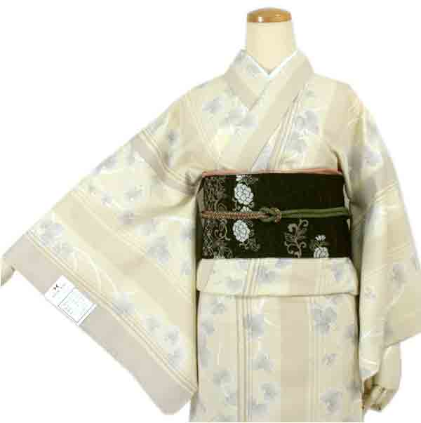 Washable pre-tailored Lined KIMONO【ONE-SIZE】（Random thick stripes and ivy pattern.）