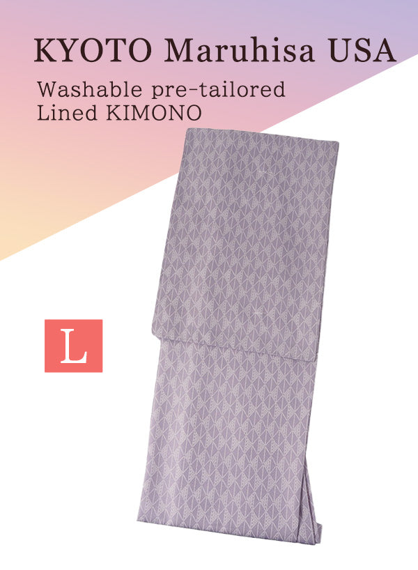 Washable pre-tailored Lined KIMONO【L】（Diamond pattern.）