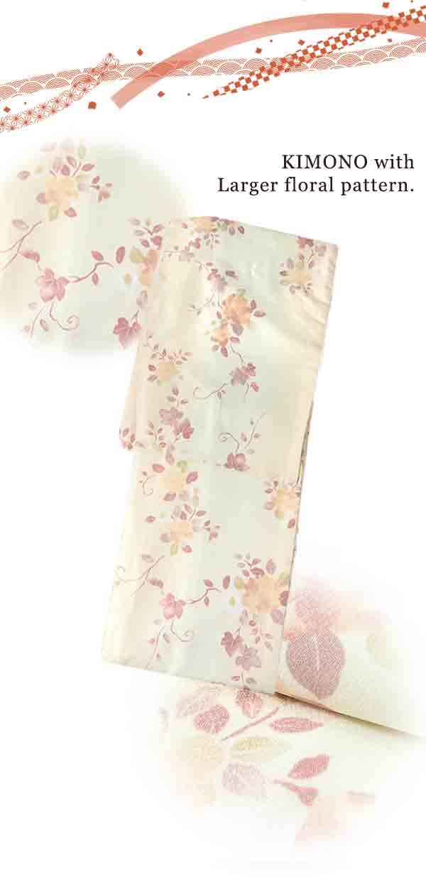 Washable pre-tailored Lined KIMONO【L】（Light cherry blossom-like flower pattern.）