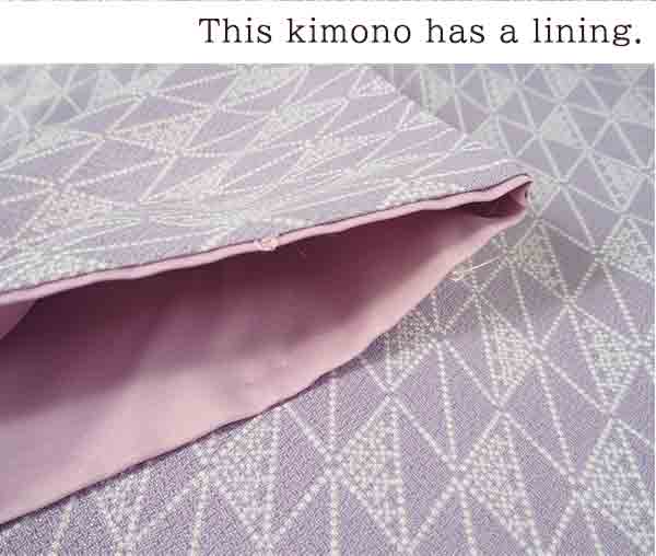 Washable pre-tailored Lined KIMONO【L】（Diamond pattern.）