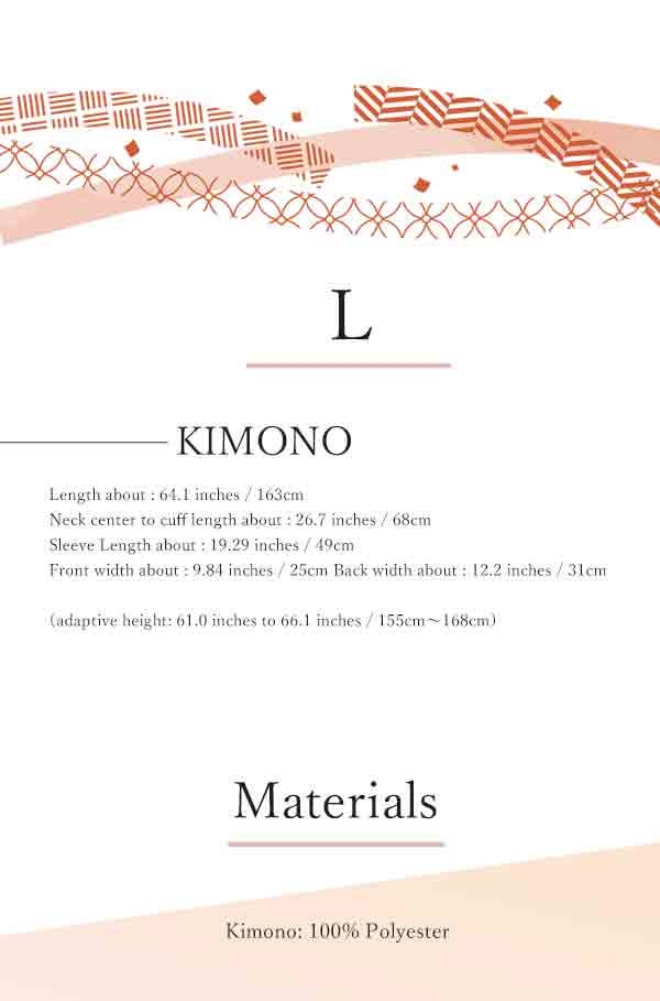 Washable pre-tailored Lined KIMONO【L】（Diamond pattern.）