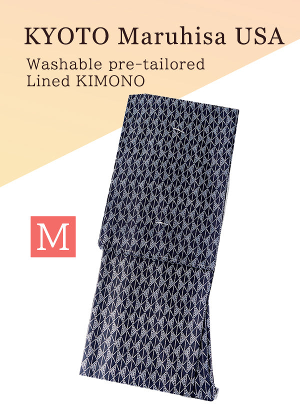 Washable pre-tailored Lined KIMONO【M】（Diamond pattern designed with dots pattern.）