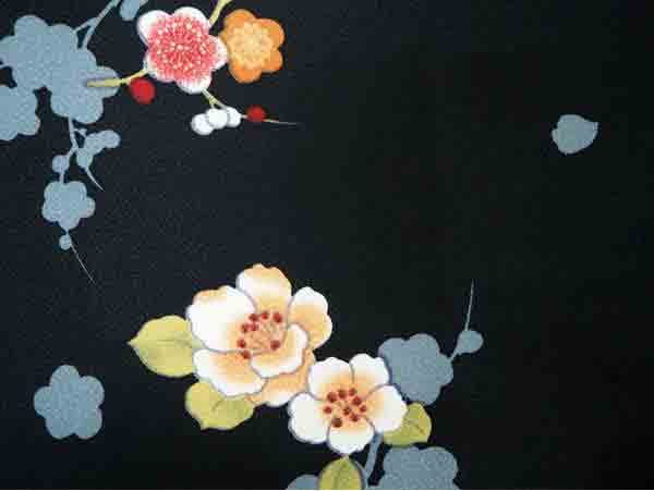 Washable Kimono tailored ORIGINAL COORDINATE ４PIECE-SET【M】（Kimono with Plum blossoms, camellia pattern.）