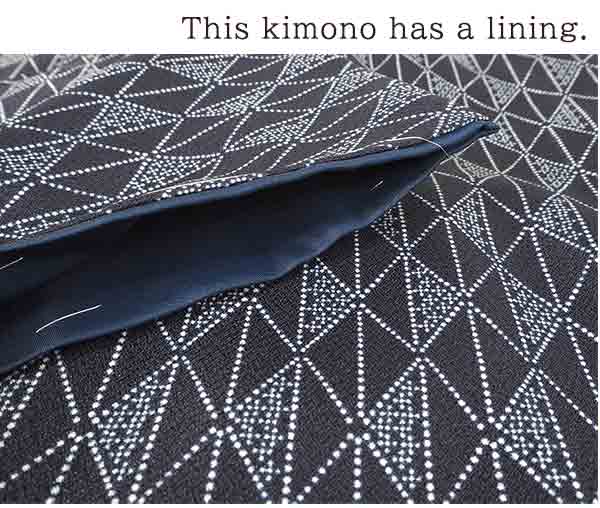 Washable pre-tailored Lined KIMONO【M】（Diamond pattern designed with dots pattern.）