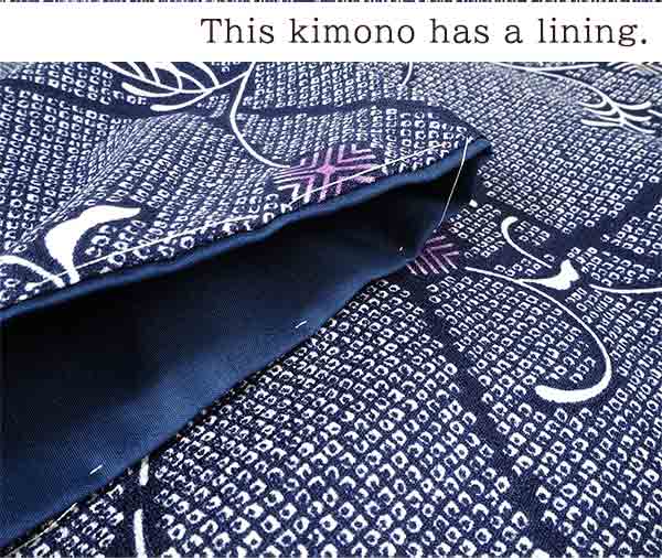 Washable pre-tailored Lined KIMONO【M】（Deer shibori, arabesque pattern）