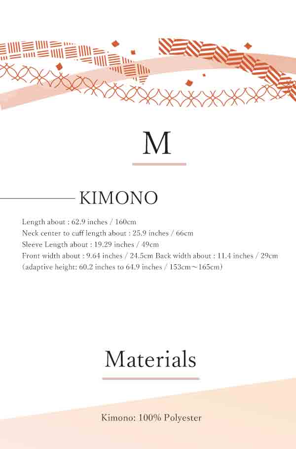 Washable pre-tailored Lined KIMONO【M】（Diamond pattern designed with dots pattern.）