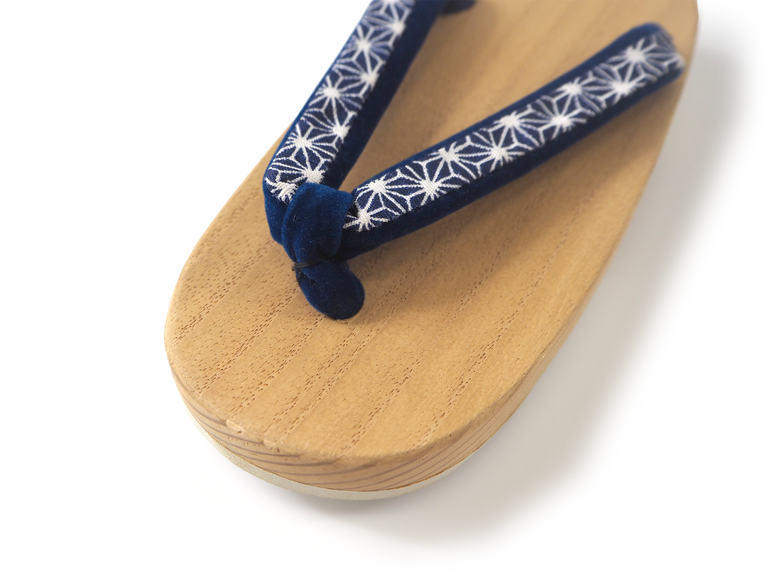 Kids Japanese Kimono Yukata Wooden Geta Sandals, 6.5"/16.5cm Beige Blue