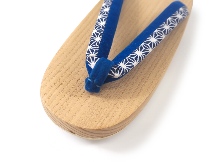 Kids Japanese Kimono Yukata Wooden Geta Sandals, 6.5"/16.5cm Beige Blue