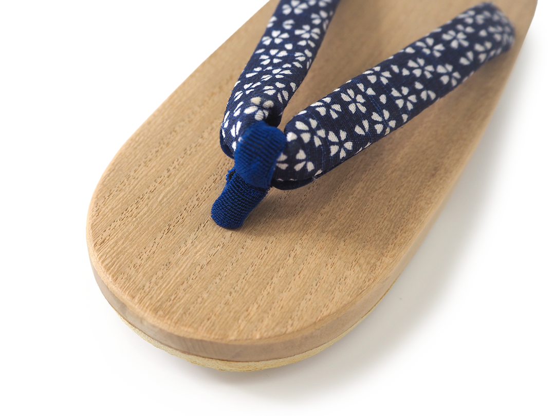 Kids Japanese Kimono Yukata Wooden Geta Sandals, 6.5"/16.5cm Beige Blue